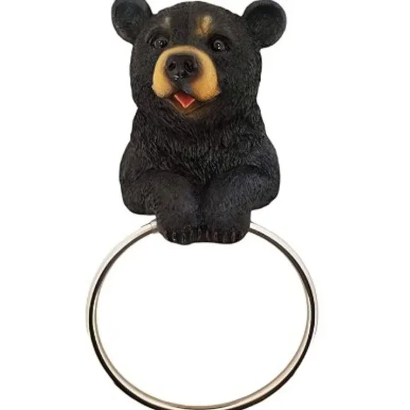 Black Bear Wall Mounted Towel Ring - Picture 1 of 6